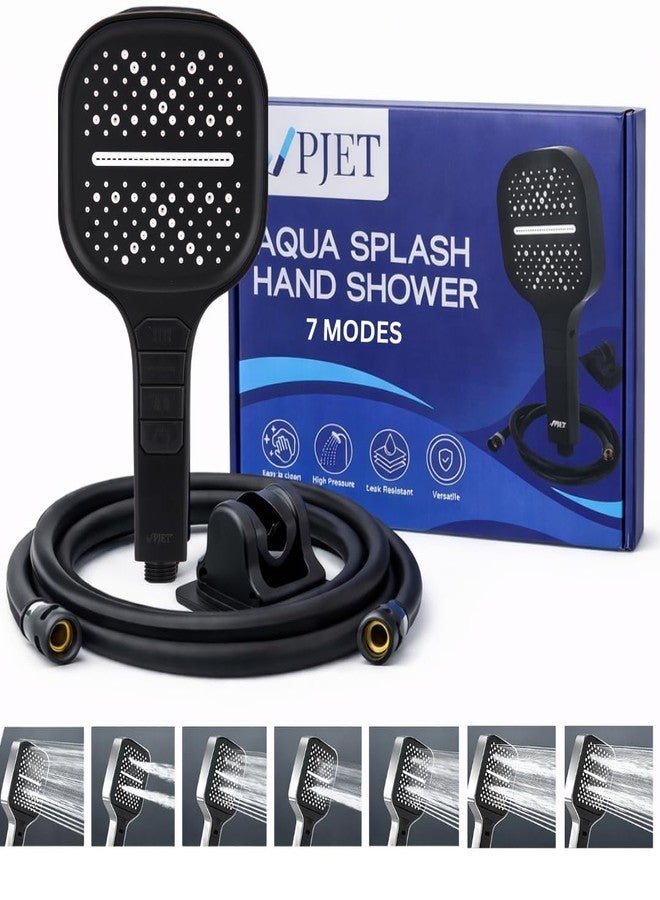 PJET Hand Shower for Bath | Multifunctional 7 Mode Bathroom Shower | Durable Silicon Handheld Shower Head | Easy Mode Switching | Portable Hand Shower for Bathroom (Black Color) - Image 1